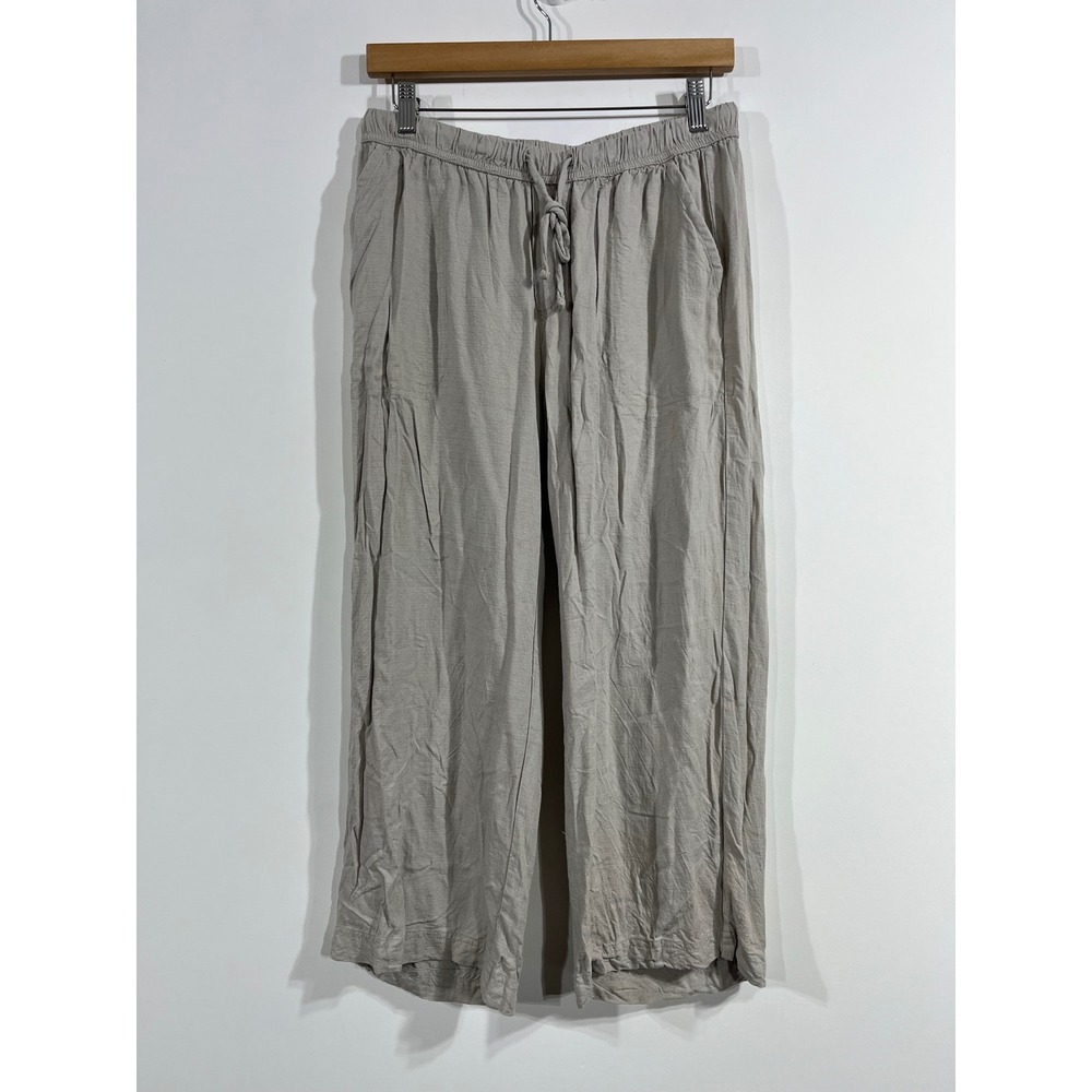 Splendid Euro Summer Linen‎ Blend Wide Leg Drawstring Pants Women Small Beachy